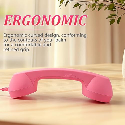 MeiAid Retro Phone Handset, 2026 New Retro Style Type-C Phone Handset,Vintage Wired Plug in Handheld Cell Phone Receiver with Microphone, Suitable for Cell Mobile Video Conferences,Calls,Meetings (Pink) - Image 5