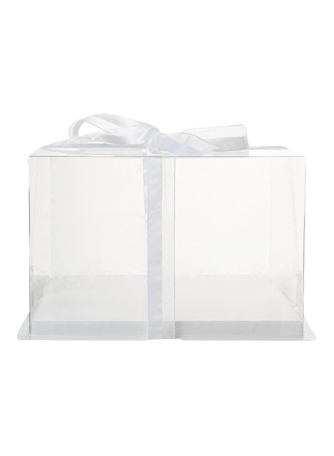 Restaurantware 10 Inch x 6.75 Inch Transparent Cake Boxes, 10 Gray Ribbon Clear Cake Boxes - No Grease Base, Flower Garden Design, Clear Plastic Birthday Cake Boxes, For Weddings Or Birthdays - Image 1