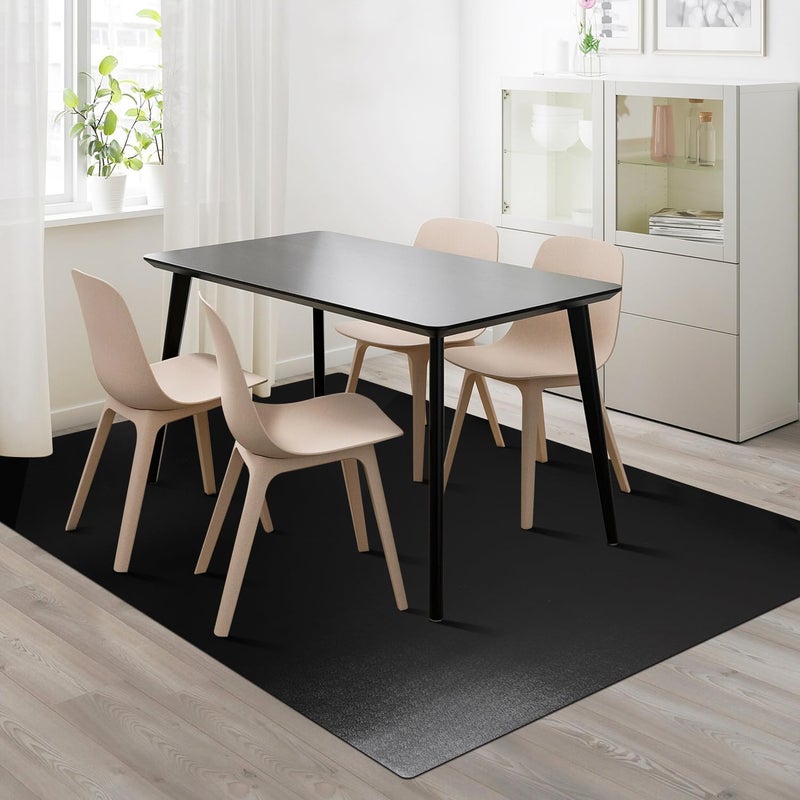 FURKIT Vinyl Floor Mat for Home, Black Waterproof Area Mat for Under Dining Room Table, Sturdy Plastic Rug Protector for Kitchen, Living Room, Yard, Garage, Large Baby Play Mat (4'Ã—6') - Image 1