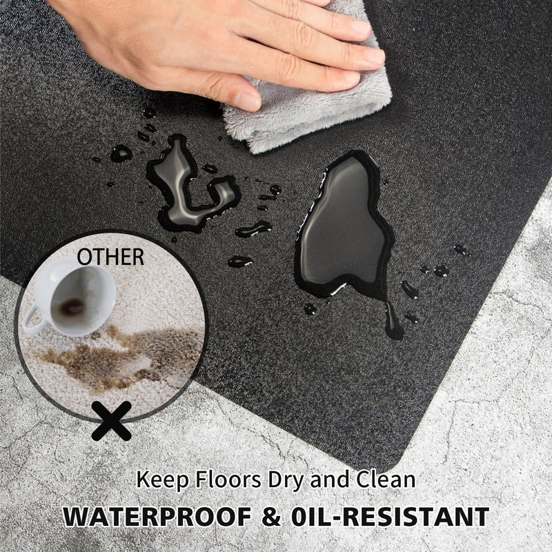 FURKIT Vinyl Floor Mat for Home, Black Waterproof Area Mat for Under Dining Room Table, Sturdy Plastic Rug Protector for Kitchen, Living Room, Yard, Garage, Large Baby Play Mat (4'Ã—6') - Image 2