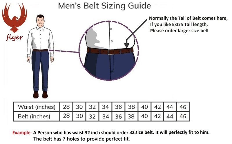 Flyer Men's Leather Belt (Formal/Casual) (Colour -Black) (Size -32) Buckle Adjustable Size Genuine Leather (BL908-32) (Pack of 1) - Image 5