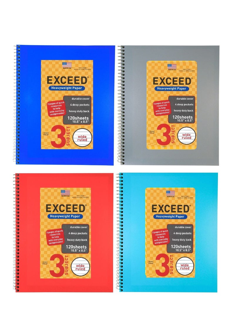 Exceed 4-Piece Single Line Notebook With 3 Divisions Multicolour - Image 1