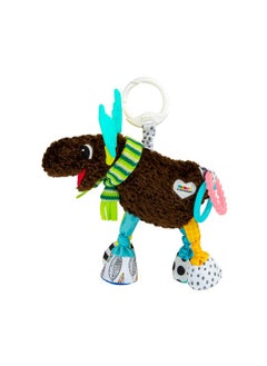 لاماز لعبة مقعد السيارة وعربة الأطفال Mortimer The Moose Clip On - ألعاب أطفال ناعمة معلقة - ألعاب أطفال مجعدة بألوان متباينة - ألعاب سفر للأطفال من سن 0 شهر فما فوق  - Image 1