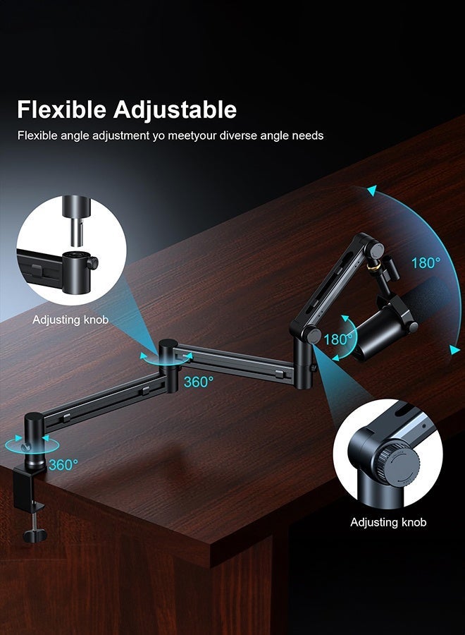 WALALLA Compact Microphone Arm for Streaming - Slim Profile Boom Stand Compatible with Blue Yeti/QuadCast/Elgato Wave, Optimized for Small Desks & Clean Aesthetics, Cable Management - Image 3