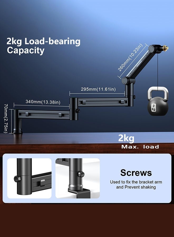 WALALLA Compact Microphone Arm for Streaming - Slim Profile Boom Stand Compatible with Blue Yeti/QuadCast/Elgato Wave, Optimized for Small Desks & Clean Aesthetics, Cable Management - Image 4