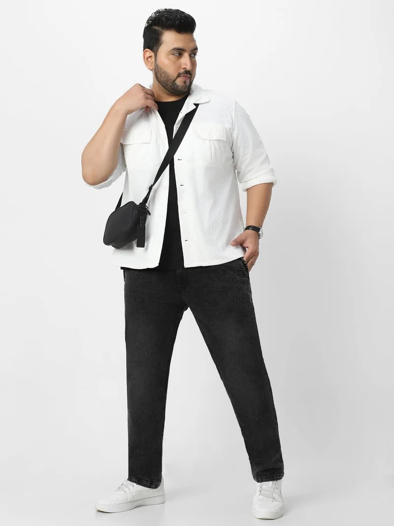 Urbano Fashion Urbano Plus Men's Black Regular Fit Washed Jeans Stretchable