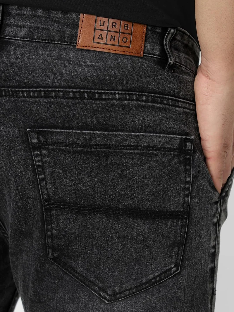 Urbano Fashion Urbano Plus Men's Black Regular Fit Washed Jeans Stretchable