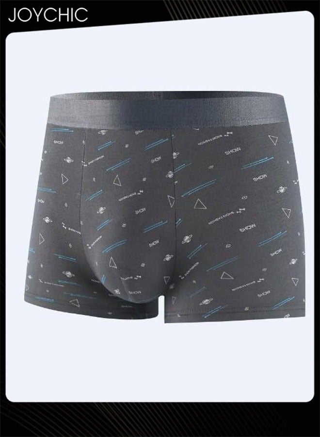 Joychic 4-piece Men's Moisture-Wicking Cotton Boxer Briefs Line Printing U-shaped Comfortable Breathable Underwear - Image 4