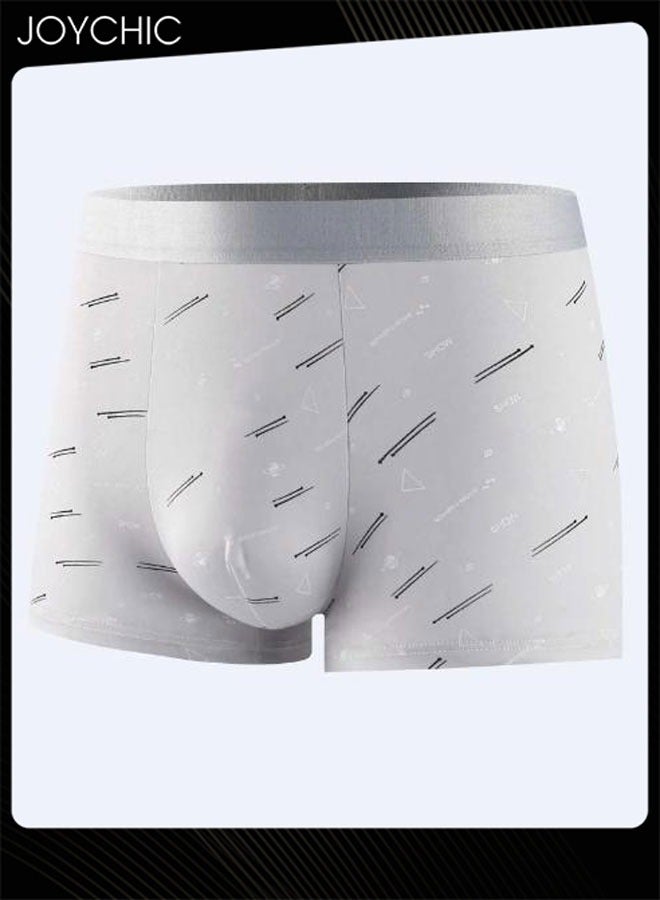 Joychic 4-piece Men's Moisture-Wicking Cotton Boxer Briefs Line Printing U-shaped Comfortable Breathable Underwear - Image 3