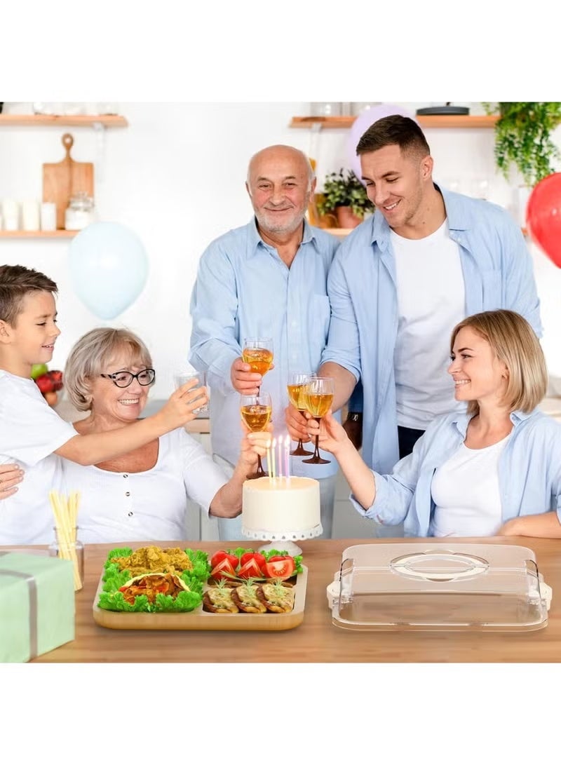 حافظة كيك خشب بغطاء شفاف – علبة تقديم وحفظ الكيك والحلويات بتصميم أنيق وعصري - Image 4