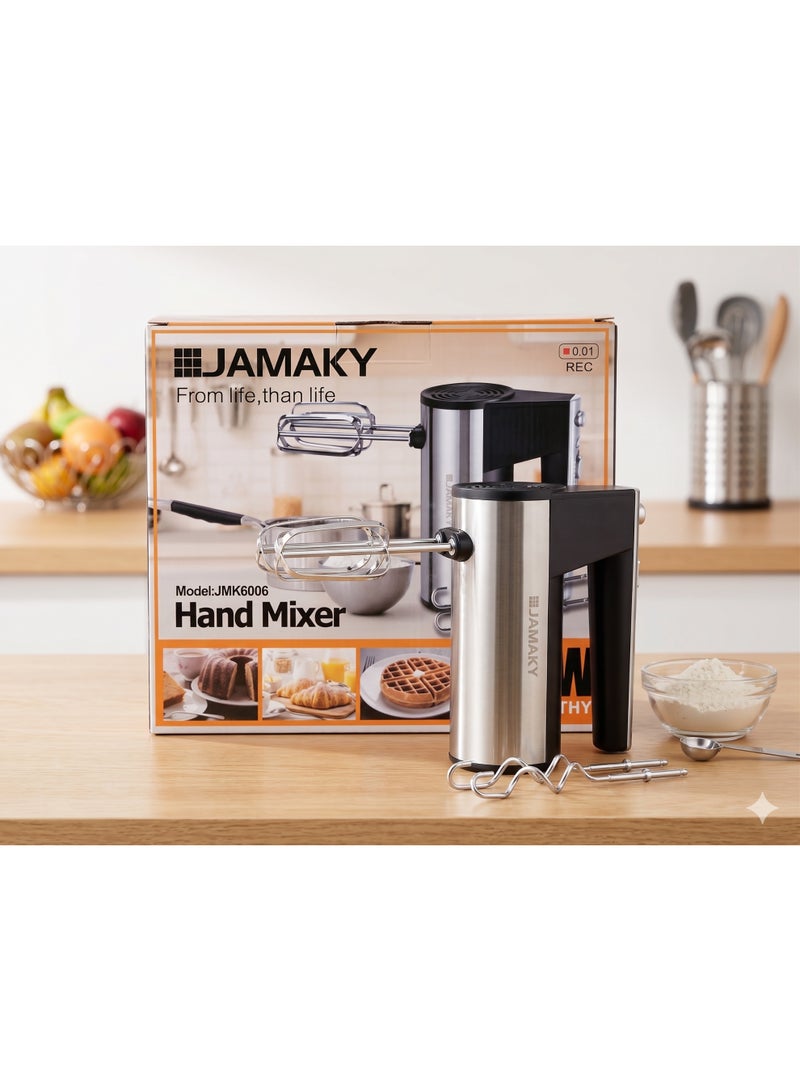 JAMAKY Jamaki 500W Electric Egg Beater 5 Speeds – Stainless Steel Whisk – Powerful Hand Mixer for Eggs Cream & Dough – Easy to Clean - Image 2