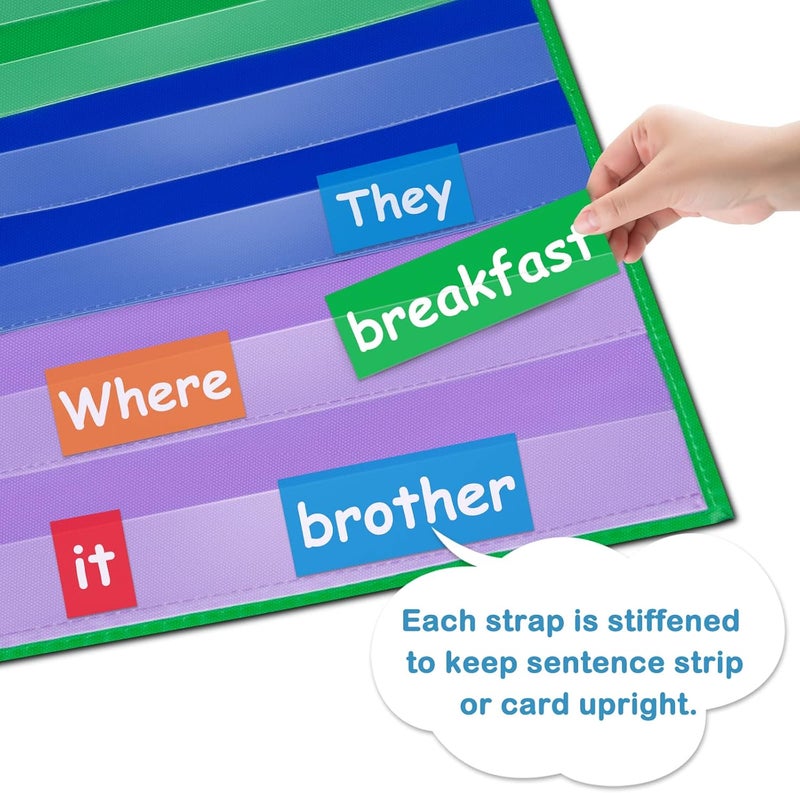 Eamay Standard Size Pocket Charts, Classroom Clear Pocket Chart Hanging Scheduling 10 Pockets for Home School Class, Ideal for Sight Words, Sentence Strips, Reading (43" x 28") (Colorful) - Image 3