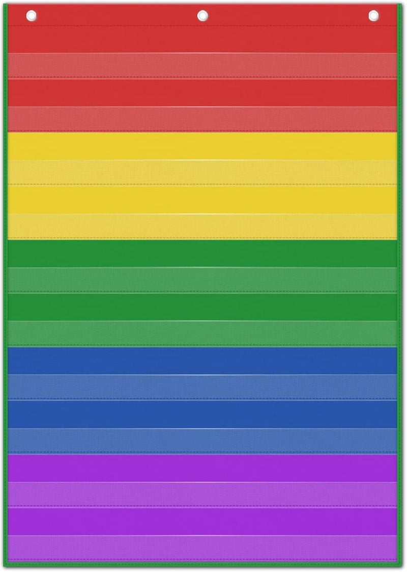 Eamay Standard Size Pocket Charts, Classroom Clear Pocket Chart Hanging Scheduling 10 Pockets for Home School Class, Ideal for Sight Words, Sentence Strips, Reading (43" x 28") (Colorful) - Image 5