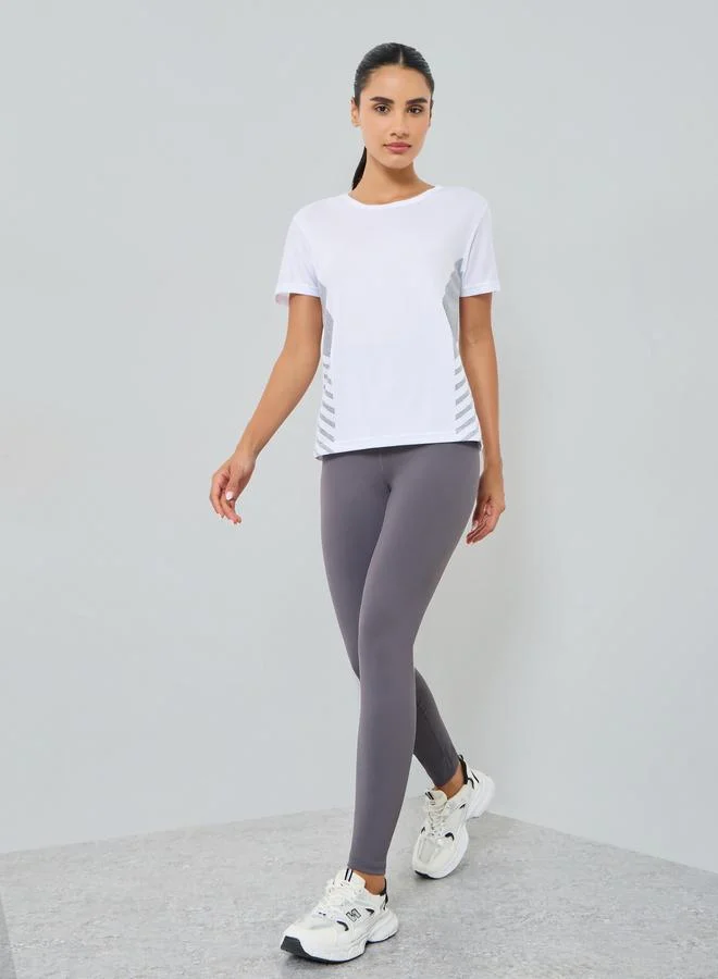 Styli Active Women Reflective Stripe Short Sleeve Top