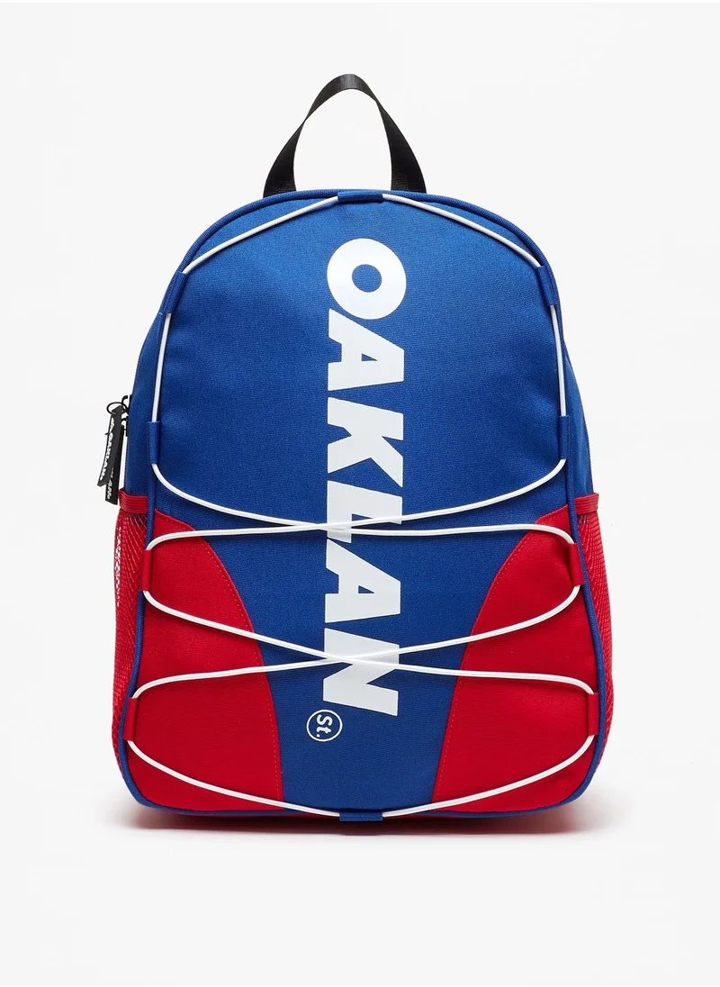 Oaklan by Shoexpress Boys Logo Print Colourblock Backpack with Zip Closure