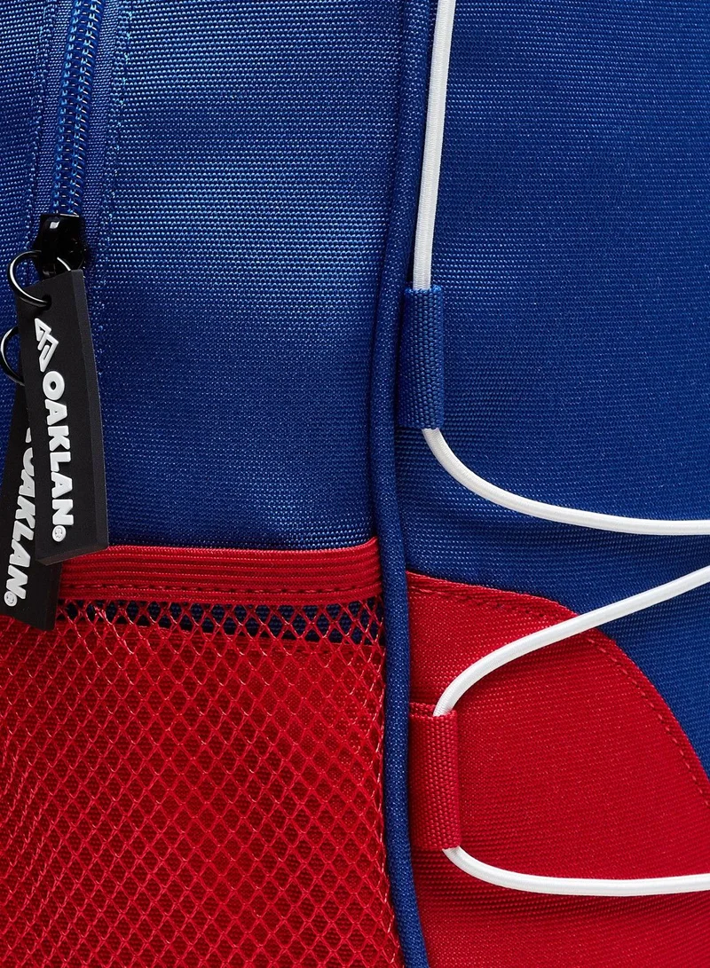 Oaklan by Shoexpress Boys Logo Print Colourblock Backpack with Zip Closure
