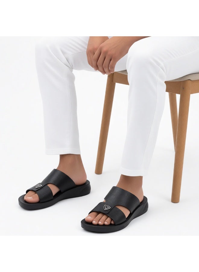 Men's comfortable genuine leather sandals by Akunami — Classic design with ventilation holes — Lightweight orthopedic sole - Image 1
