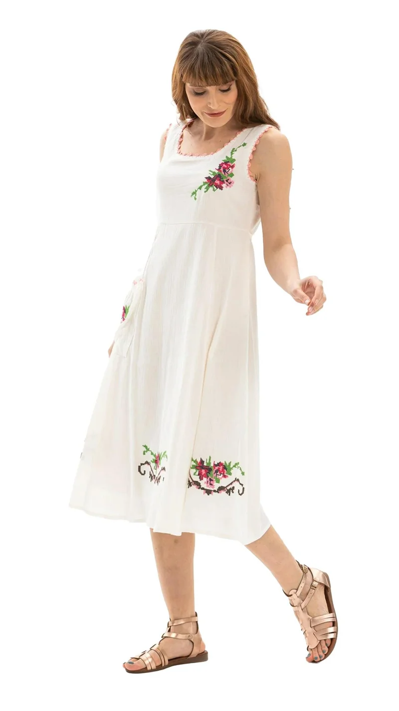 اليش شيل بيزي Embroidered Sleeveless Dress