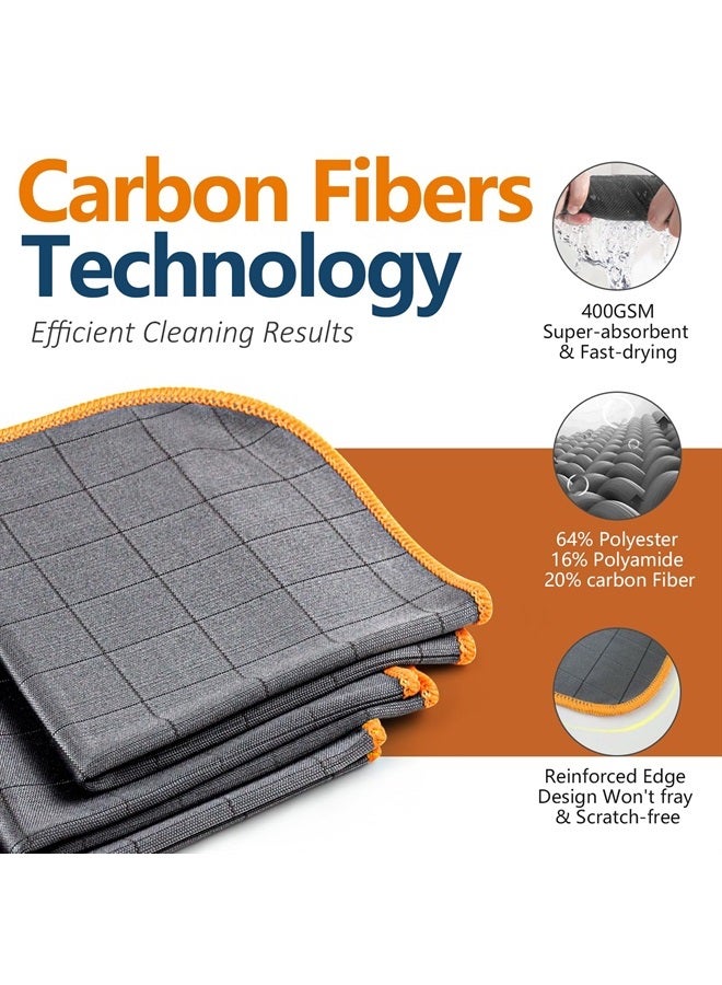 Airlab Carbon Microfiber Cleaning Cloth Glass Window Polishing Lint Free Streak Free Easy Clean Rag Reusable for Mirror Kitchen Dish Auto Detailing, Pack of 3, 12"x12", 400GSM - Image 3