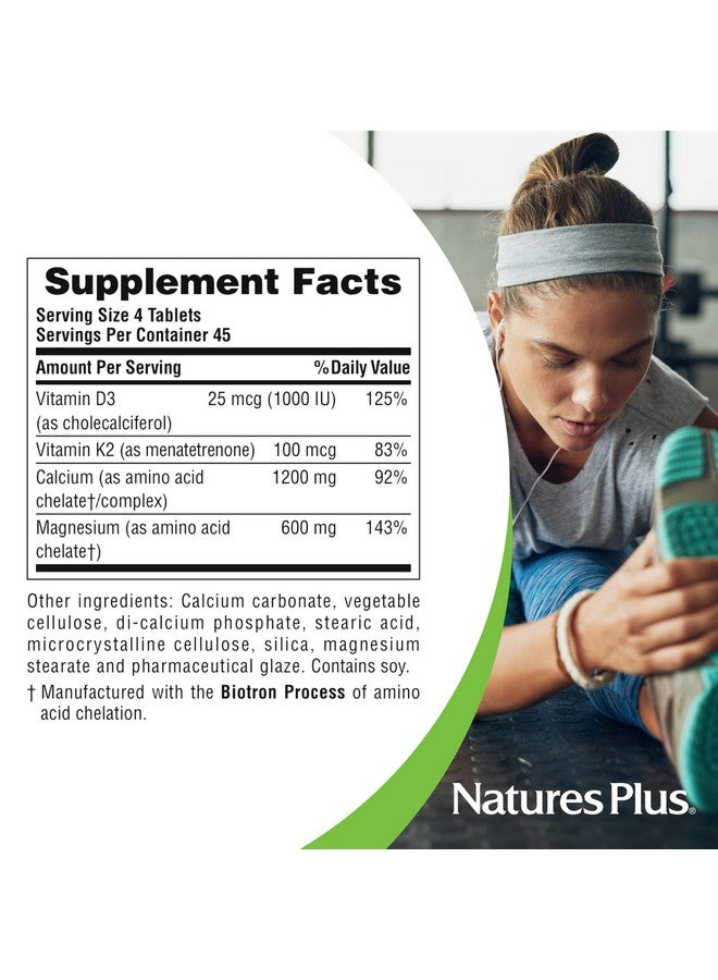 NaturesPlus Calcium/Magnesium/Vitamin D3 with Vitamin K2 - Supports Bone & Immune Health - Vegetarian, Gluten Free - 180 Tablets - 45 Servings - Image 5