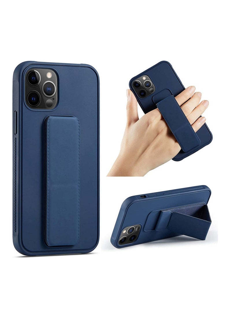 راكسوم جراب حماية للهاتف من السيليكون المطاطي TPU، مزود بمقبض يدوي، متوافق مع هاتف Apple iPhone 15 Pro، باللون الأزرق الداكن. - Image 5