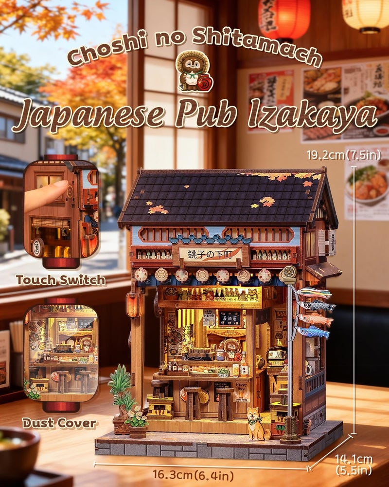 CUTEBEE Book Nook Kit - DIY Miniature House Japanese Izakaya, Dollhouse Kit for Adults and Teens, Booknook Tiny House Bookshelf Decor 3D Wooden Puzzle, Gifts for Family, Friends (Japanese Izakaya) - Image 2