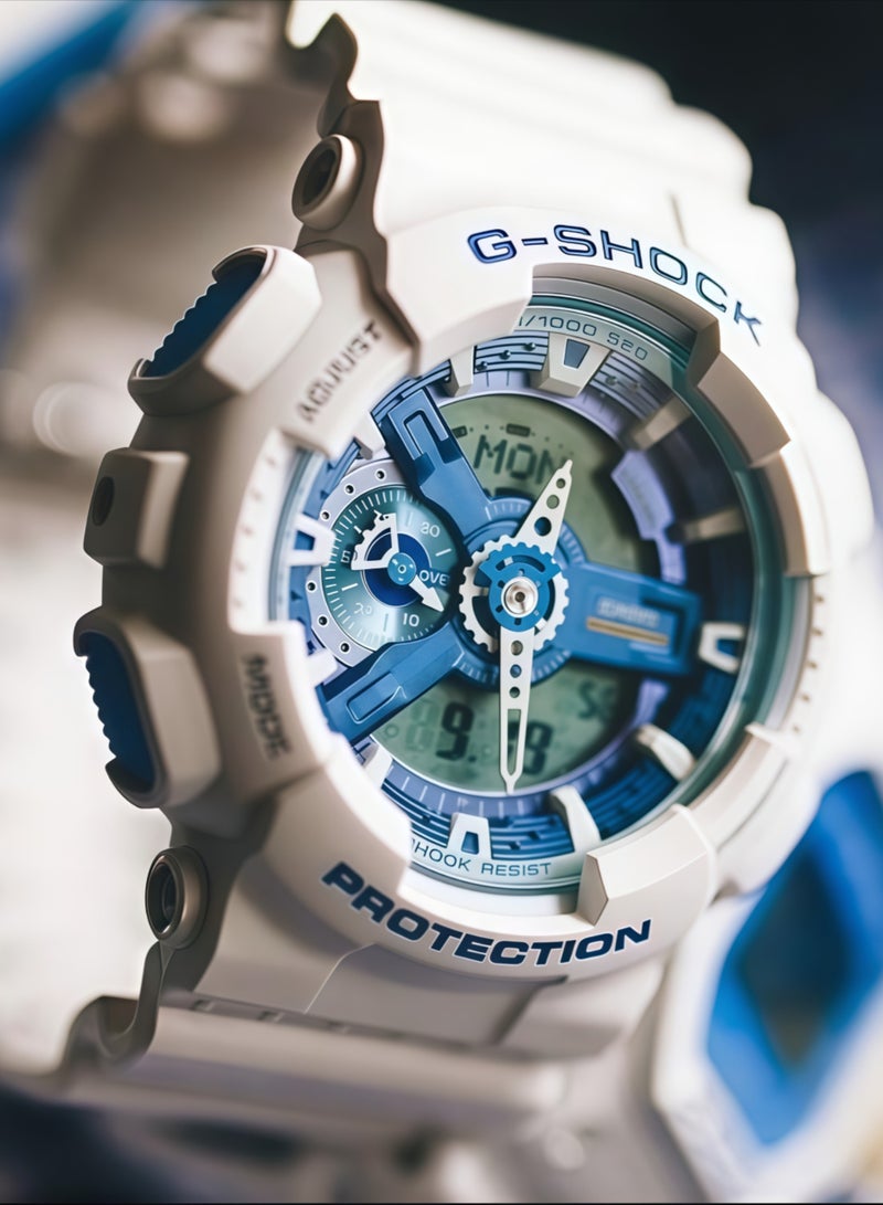 CASAON Casio G-SHOCK Series Summer Exclusive Color Matchway Classic Hands Shockproof and Waterproof Sport Quartz Movement Blue Dial GA-110WB-7A - Image 4