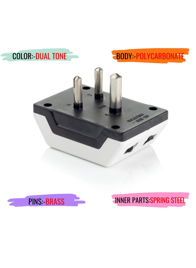 HI PLASST PINS N PLUGS HiPlasst Multiplug Adaptor with 3 Universal Sockets 6A 6Amp Multiplug Socket for Home Office  - Image 3