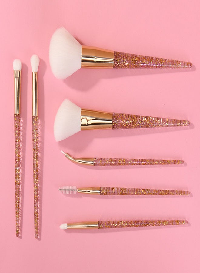 Vermaney Brushes Makeup Brushes Set 7 PCS Professional Sequin Makeup Brush Set Eyeliner Eyeshadow Eyelash Contour Powder Blush Concealer Lip Makeup Brush Makeup Tool - Image 4