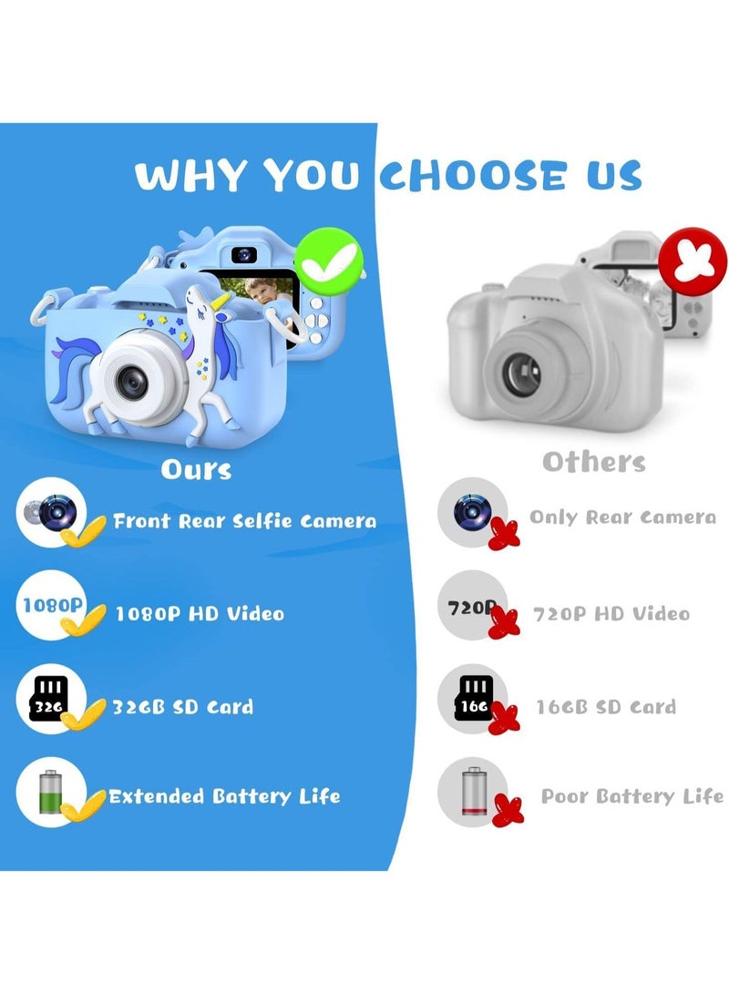 Kids Camera, 1080P HD Camera for with 32 GB Card, 40MP Digital Camera,HD Video Protective Silicone Cover,for Girls Boys Age 6-12 - Image 5