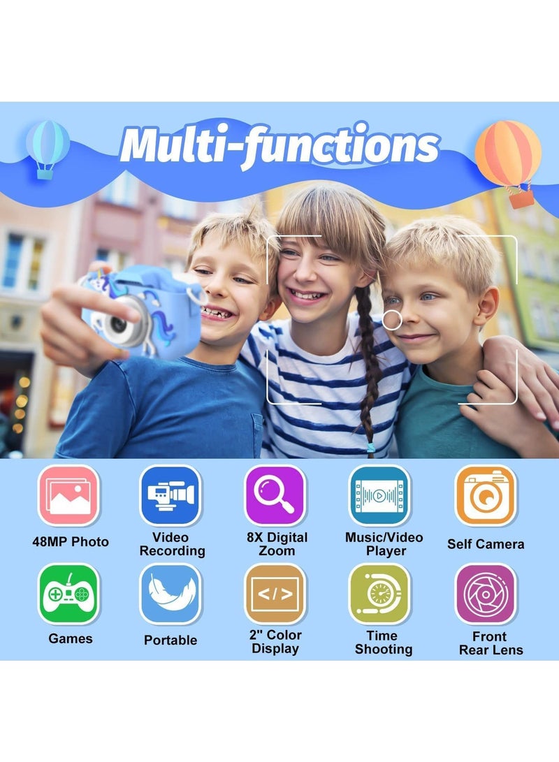 Kids Camera, 1080P HD Camera for with 32 GB Card, 40MP Digital Camera,HD Video Protective Silicone Cover,for Girls Boys Age 6-12 - Image 4