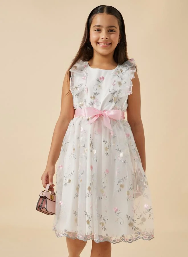 Styli Floral Trim Dress