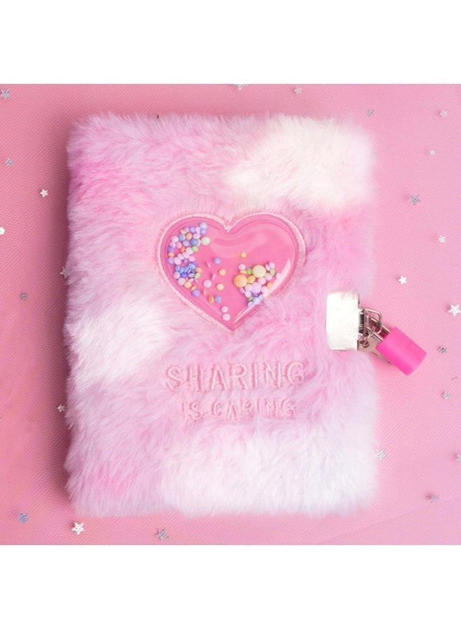 A6 Diary for Girls with Lock and Key, Lock Kids Journal Diary, Fuzzy Pink Travel Notebook for Birthday Gift School Reward - Image 1