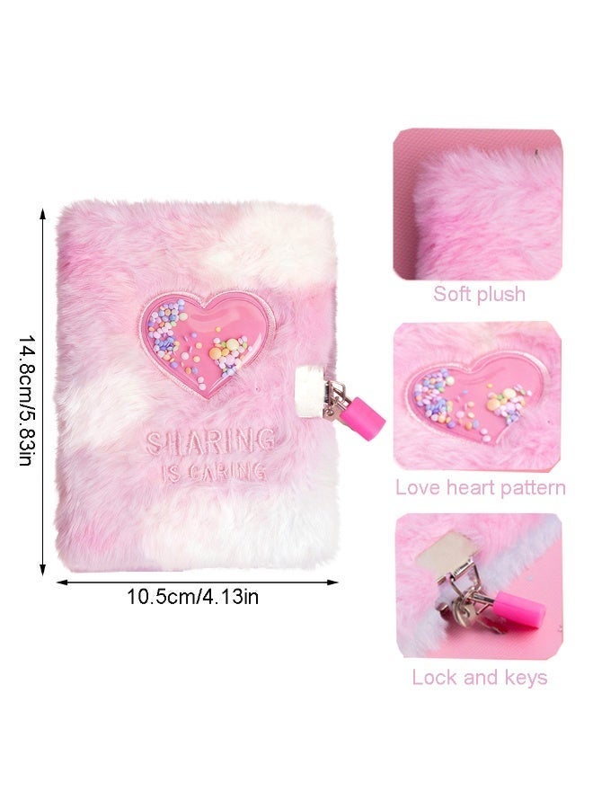 Kids Diary with Lock and Key, A6 Locked Journal Diary for Girls Kids Gift, Pink Fuzzy Lined Notebook for School Office Writing - Image 5