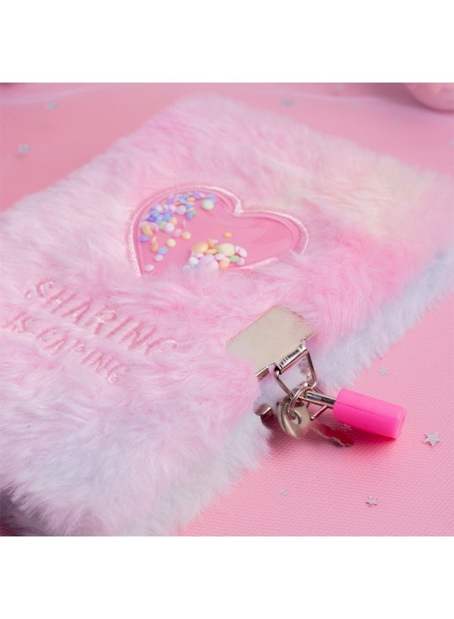 مفكرة أطفال مع قفل ومفتاح، مفكرة مغلقة بحجم A6 للفتيات، هدية للأطفال، دفتر مبطّن باللون الوردي للكتابة في المدرسة والمكتب - Image 2