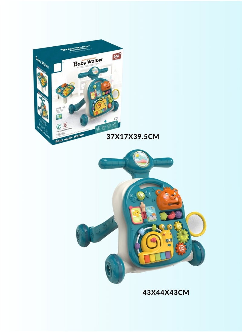 Moms Magic Multifunctional 3-in-1 Baby Walker with Play Piano & Game Table - Perfect for Infants & Toddlers (7 Months to 3 Years) Green  - Image 4