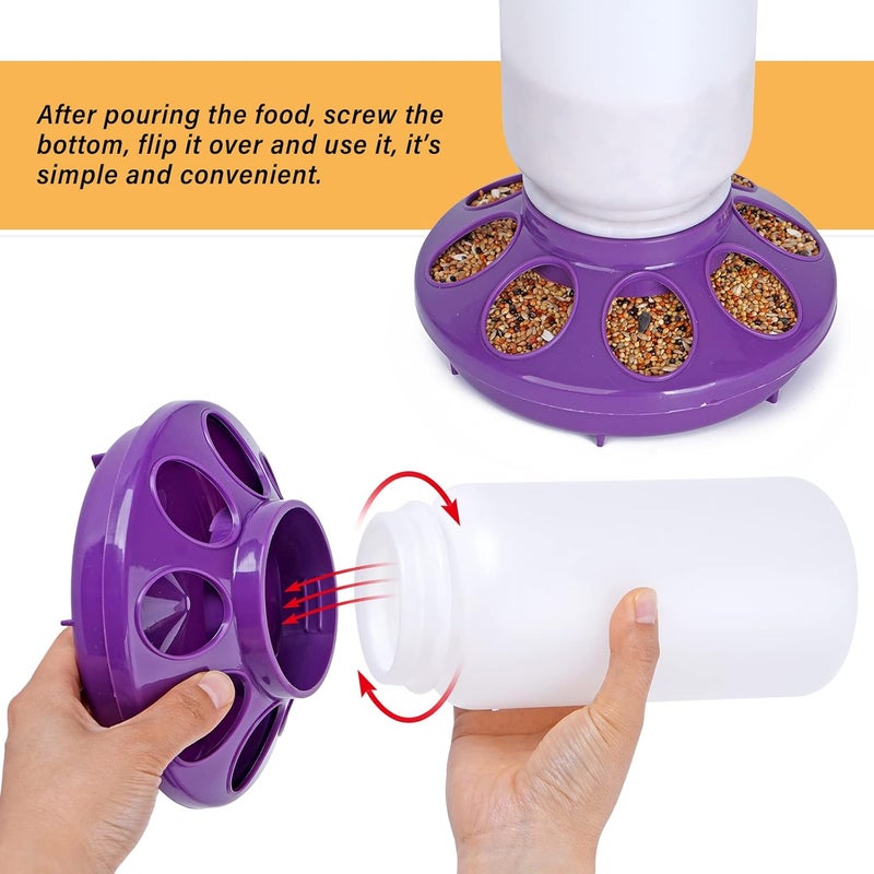 NAOEDEAH Chick Feeder and Waterer Set no Waste Chicken Water Dispenser 1L Chicken Water Feeder Poultry Waterer Baby Chick Duckling Supplies Starter Kit (Purple) - Image 5