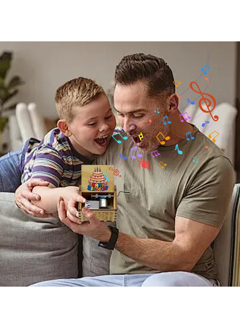 غنافوتو علبة موسيقى عيد ميلاد سعيد صندوق موسيقى يدوي محفور عتيق محفور عليه صناديق موسيقية خشبية يدوية التحريك صندوق هدية عيد ميلاد سعيد للنساء والرجال  - Image 3