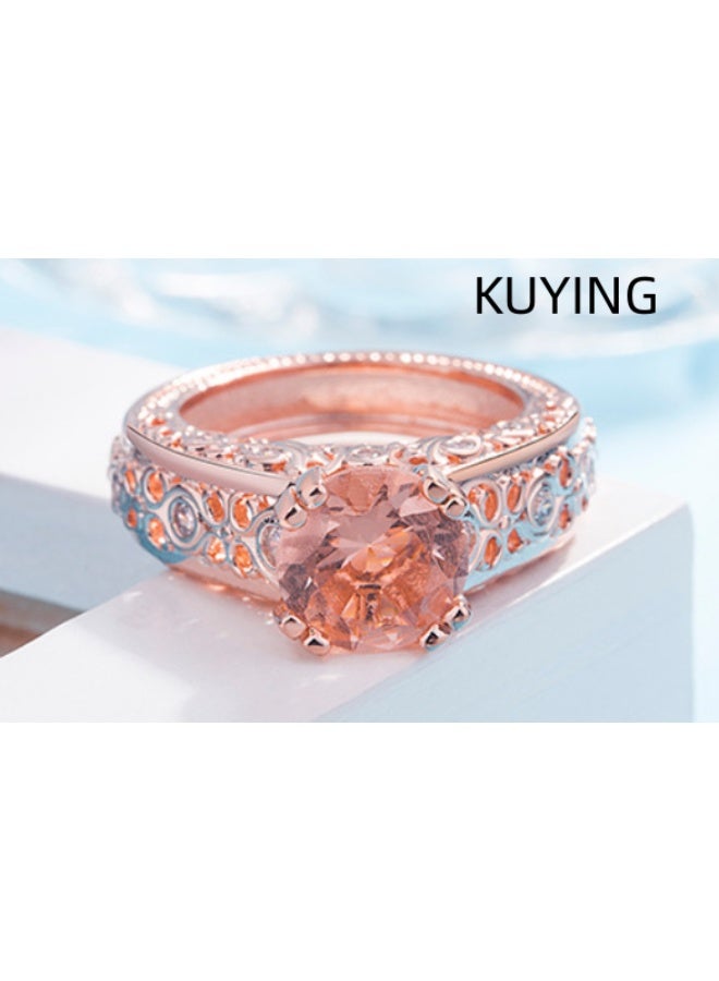 KUYING Original Hollowed Out Carved Diamond Ring With Six Claws Set With Sparkling Main Diamonds - Image 2