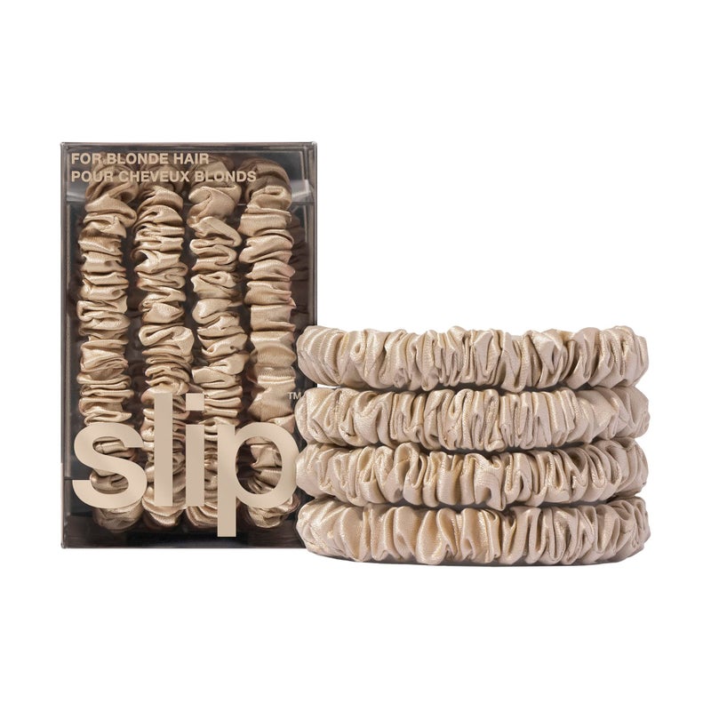Slip Silk Skinny Scrunchies - Blonde - Elastic Scrunchies Set (4 Scrunchies) - Image 1