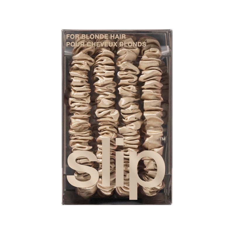 Slip Silk Skinny Scrunchies - Blonde - Elastic Scrunchies Set (4 Scrunchies) - Image 3
