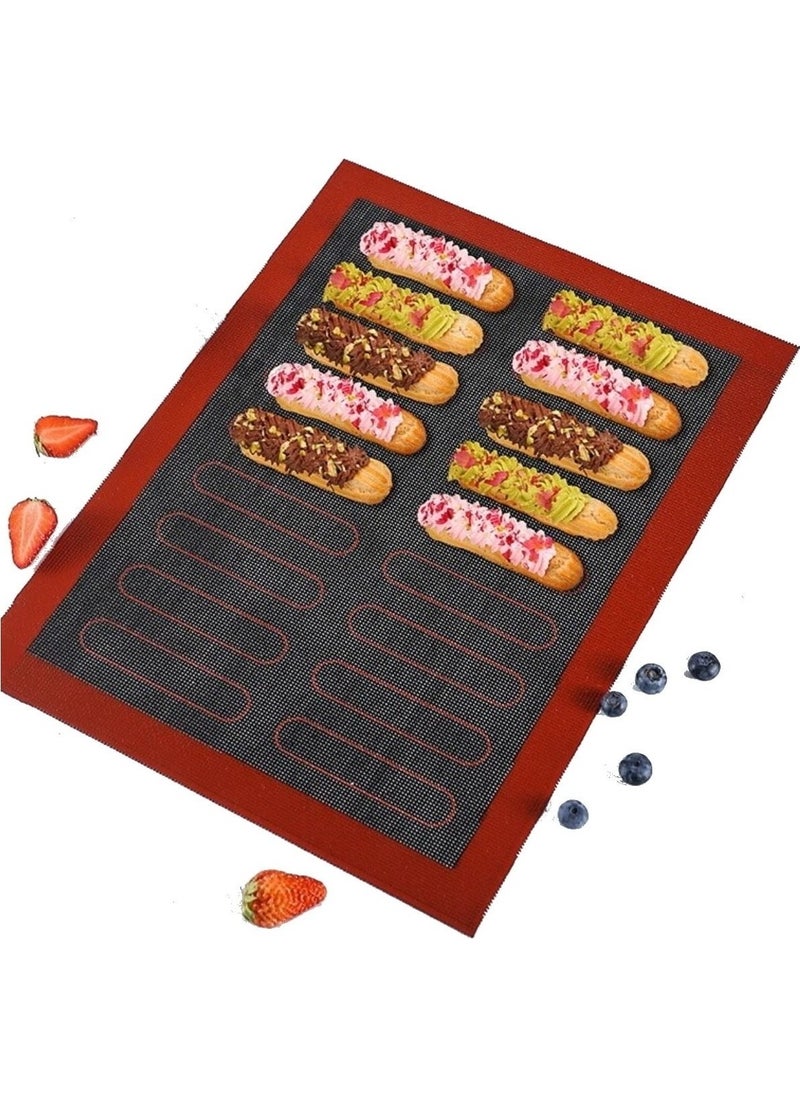 Tinky Winky - Double Sided Perforated Macarons and Eclair Baking Mat Silpat 30 x 40 cm - Image 1