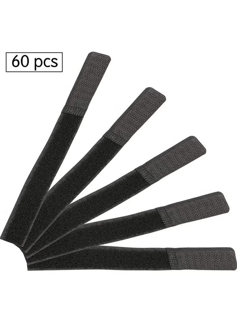 Loquat 60 PCS Reusable Cable Ties Travel Wire and Cord Straps Organizer  Under Desk Cable Management for Computer/PC/Laptop/TV/Electronics  Black Nylon and 7 Inches in Length - Image 2