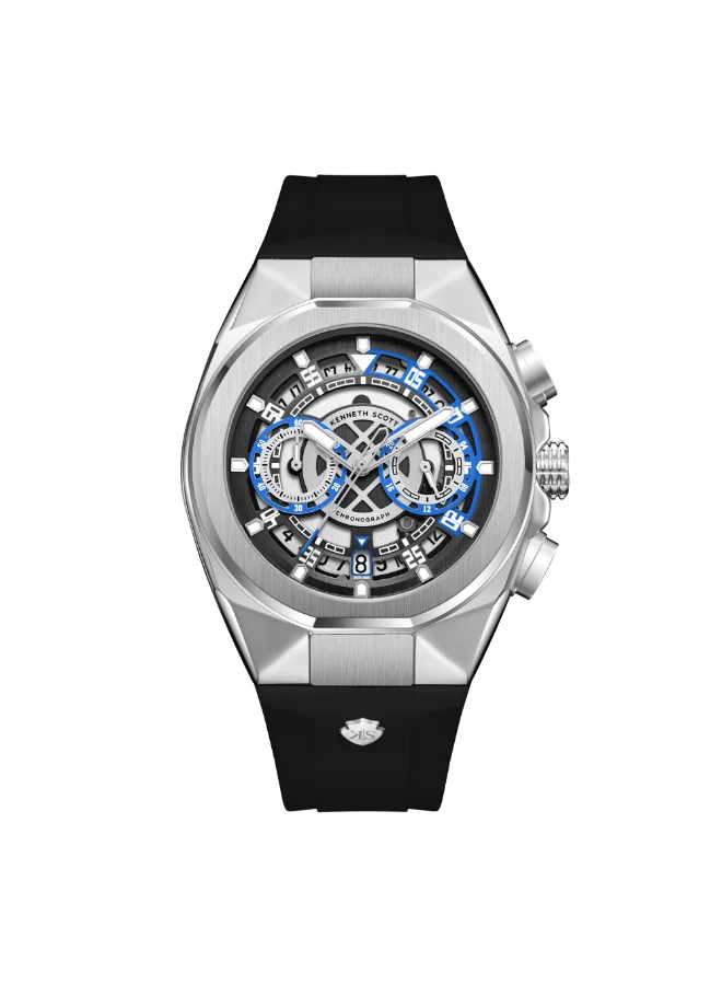 Kenneth Scott Men's Silicone Chronograph  Watch K26103-SSBB - 43 mm
