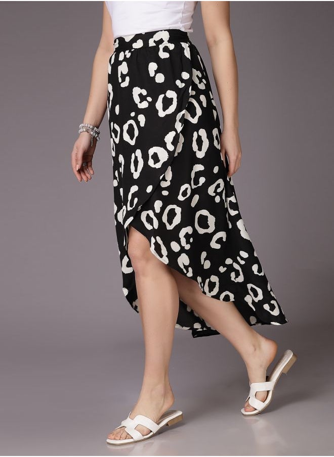 Freehand Women Flared Casual Animal Print Asymmetric Skirt  - Image 5