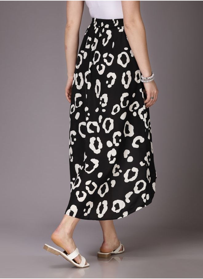 Freehand Women Flared Casual Animal Print Asymmetric Skirt  - Image 2