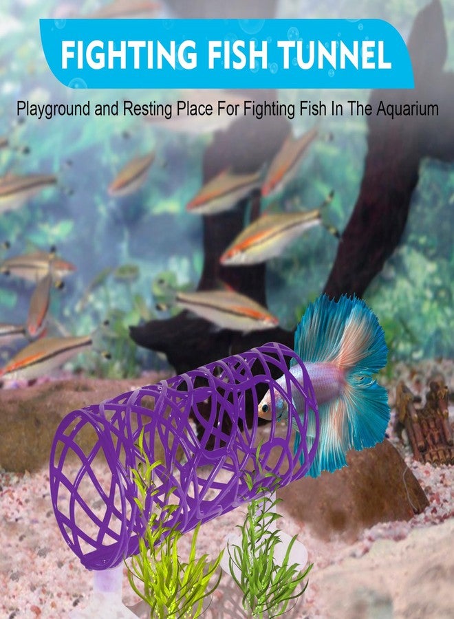 Swirge Betta Fish Tube Tunnel Toy, Betta Fish Tank Accessories Decorations, Betta Hammock Bed, Shrimp Guppies Hideout (Purple) - Image 5