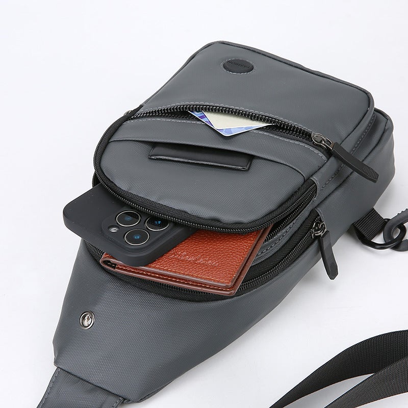 Men's Fashion PU Crossbody Bag Waterproof Lightweight Large Capacity Chest Sling Bag - Image 3
