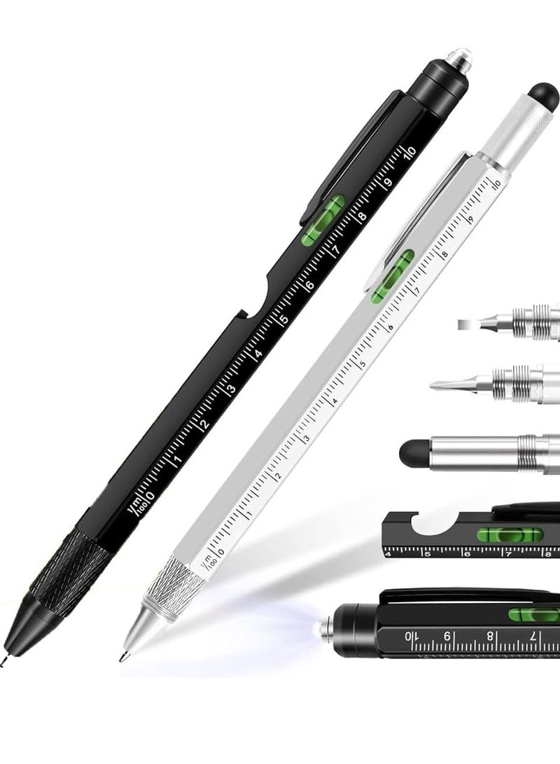 Arabest 9 in 1 Multitool Pen, Pocket Multi Tool with Light, Stylus, Ruler, Screwdriver Bubble Leveler, Cool Must-Have Gadgets for Woodworking Electrical Engineers, Birthday Gifts for Men - Image 1