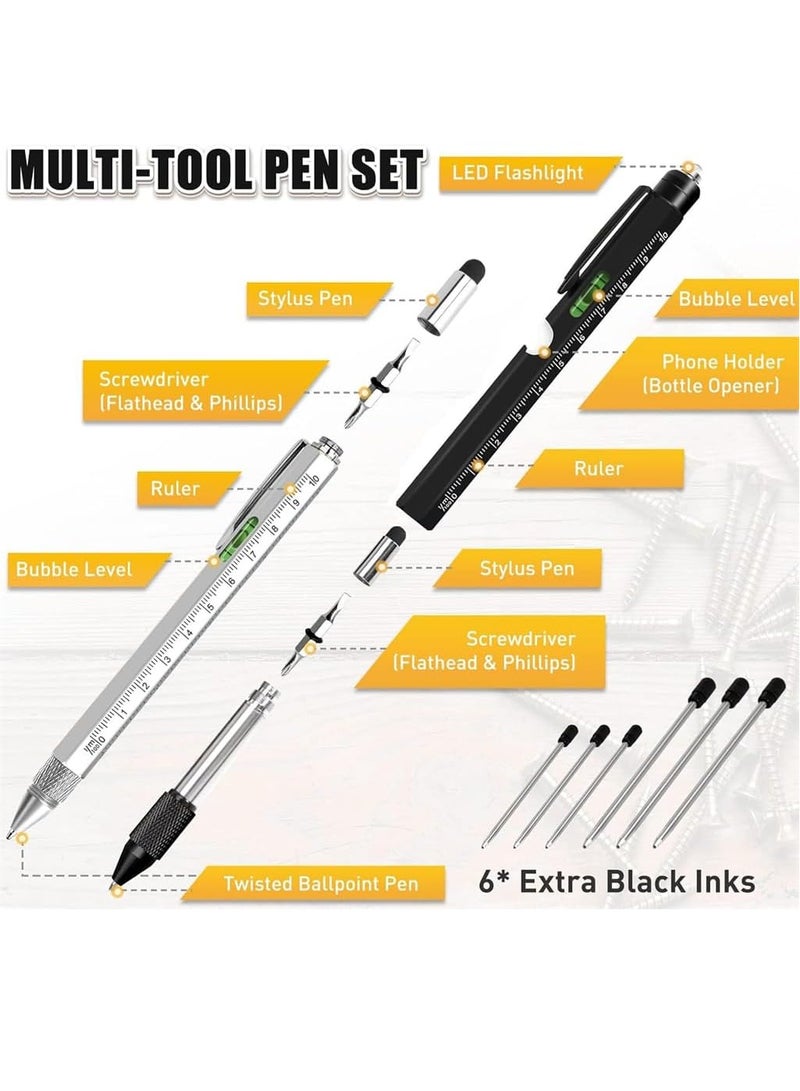 Arabest 9 in 1 Multitool Pen, Pocket Multi Tool with Light, Stylus, Ruler, Screwdriver Bubble Leveler, Cool Must-Have Gadgets for Woodworking Electrical Engineers, Birthday Gifts for Men - Image 3
